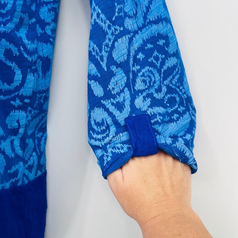 Fresh Produce Tunic Top Women XS Blue Floral Lagenlook Beach Coastal Button Back - Picture 3 of 10